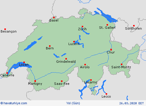 yol koşulları İsviçre Avrupa Tahmin Haritaları