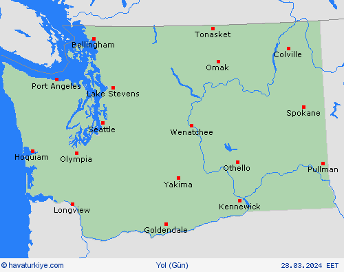 yol koşulları Washington Kuzey Amerika Tahmin Haritaları