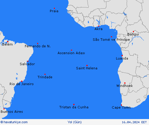 yol koşulları Atlantik Adaları Afrika Tahmin Haritaları