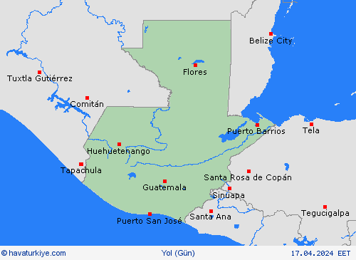 yol koşulları Guatemala Orta Amerika Tahmin Haritaları