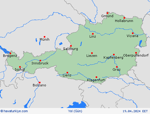 yol koşulları Avusturya Avrupa Tahmin Haritaları