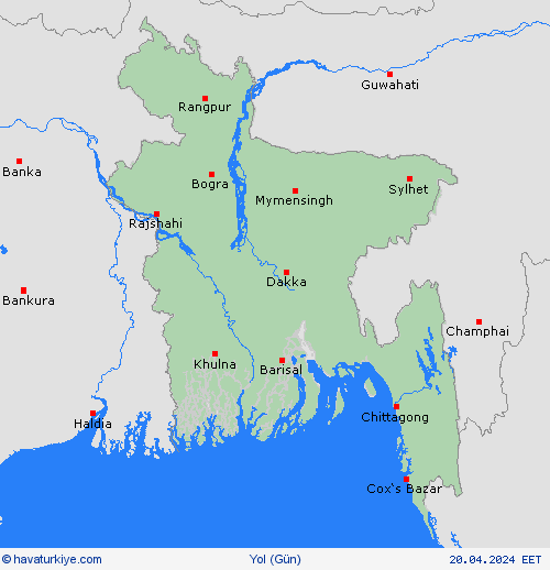 yol koşulları Bangladeş Asya Tahmin Haritaları