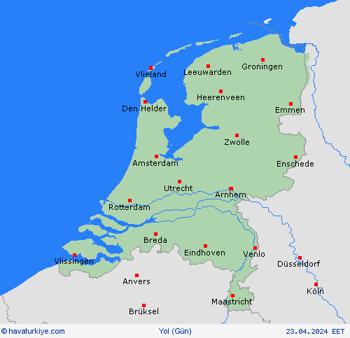yol koşulları Hollanda Avrupa Tahmin Haritaları