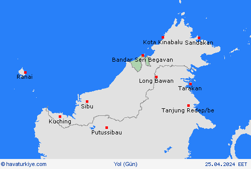 yol koşulları Brunei Asya Tahmin Haritaları