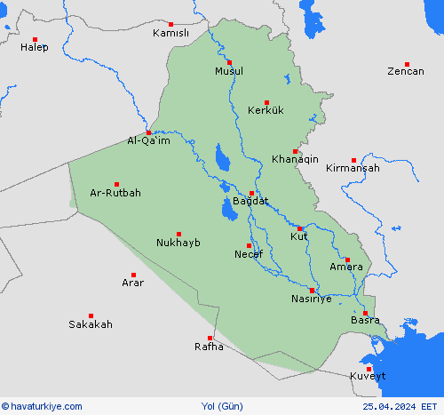 yol koşulları Irak Asya Tahmin Haritaları