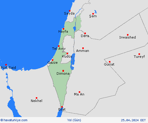 yol koşulları İsrail Asya Tahmin Haritaları
