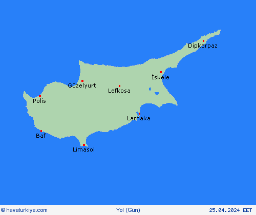 yol koşulları Kıbrıs Cumhuriyeti Avrupa Tahmin Haritaları