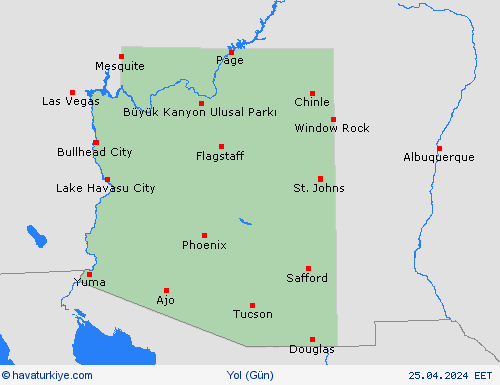 yol koşulları Arizona Kuzey Amerika Tahmin Haritaları