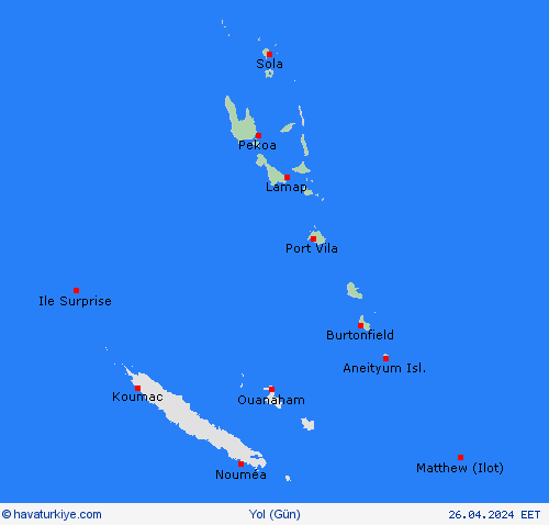 yol koşulları Vanuatu Okyanusya Tahmin Haritaları