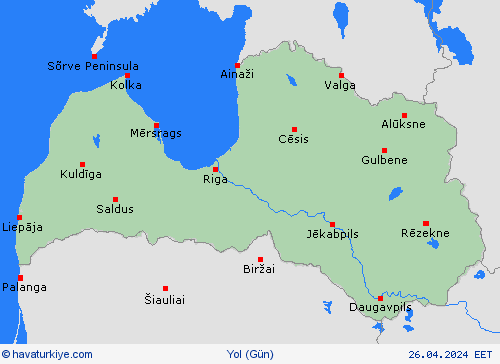 yol koşulları Letonya Avrupa Tahmin Haritaları