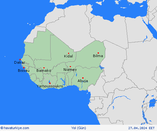 yol koşulları  Afrika Tahmin Haritaları