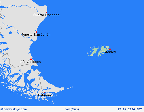 yol koşulları Falkland Adaları Güney Amerika Tahmin Haritaları