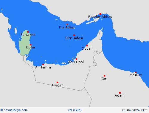 yol koşulları Katar Asya Tahmin Haritaları