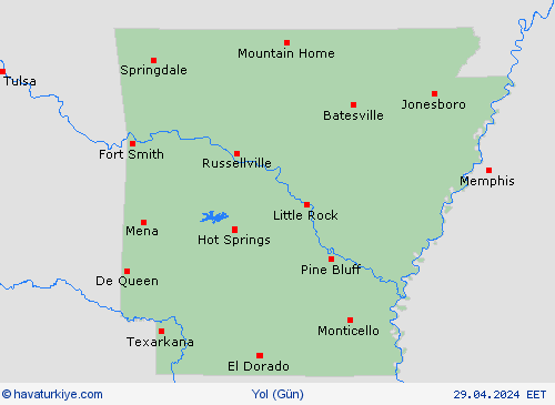 yol koşulları Arkansas Kuzey Amerika Tahmin Haritaları