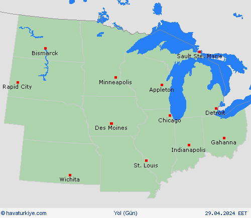 yol koşulları  Kuzey Amerika Tahmin Haritaları