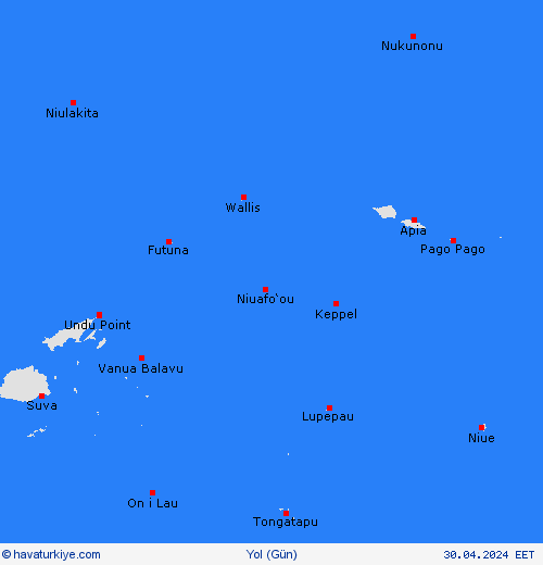 yol koşulları Wallis ve Futuna Adaları Okyanusya Tahmin Haritaları