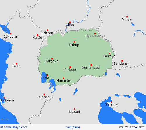 yol koşulları Kuzey Makedonya Avrupa Tahmin Haritaları