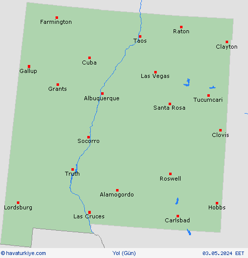 yol koşulları New Mexico Kuzey Amerika Tahmin Haritaları