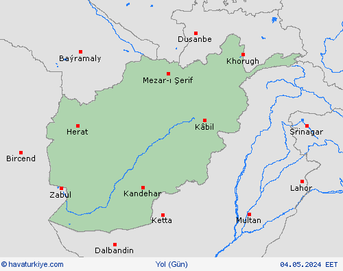 yol koşulları Afganistan Asya Tahmin Haritaları