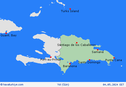 yol koşulları Dominik Cumhuriyeti Orta Amerika Tahmin Haritaları