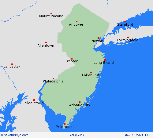 yol koşulları New Jersey Kuzey Amerika Tahmin Haritaları