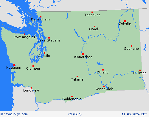 yol koşulları Washington Kuzey Amerika Tahmin Haritaları