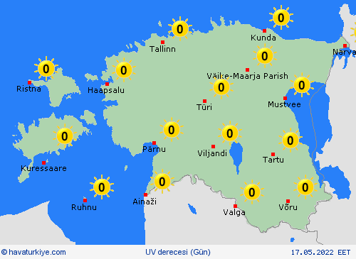 uv derecesi Estonya Avrupa Tahmin Haritaları