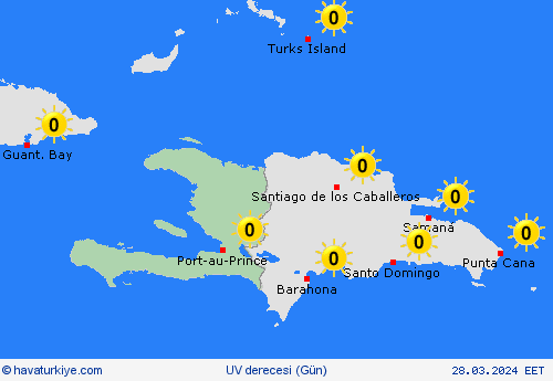 uv derecesi Haiti Orta Amerika Tahmin Haritaları
