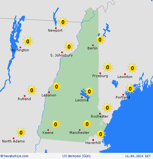 uv derecesi New Hampshire Kuzey Amerika Tahmin Haritaları