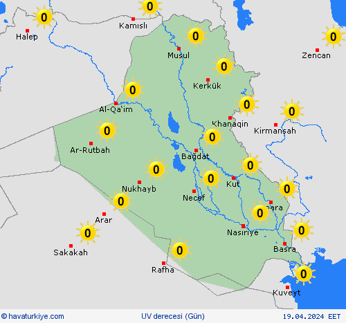 uv derecesi Irak Asya Tahmin Haritaları