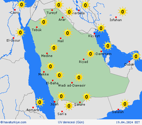 uv derecesi Suudi Arabistan Asya Tahmin Haritaları