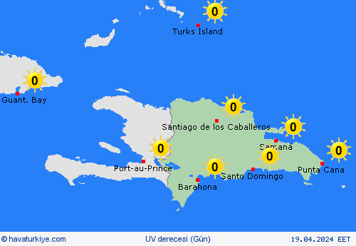 uv derecesi Dominik Cumhuriyeti Orta Amerika Tahmin Haritaları