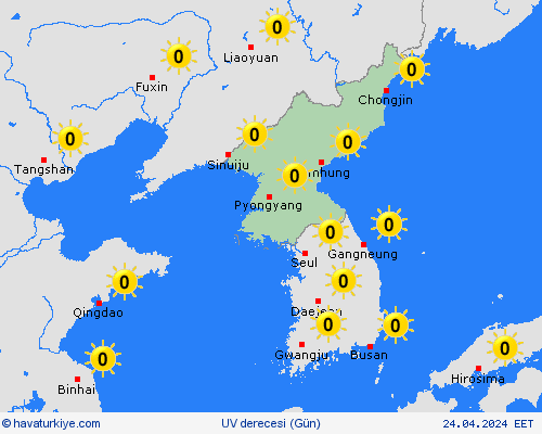 uv derecesi Kuzey Kore Asya Tahmin Haritaları