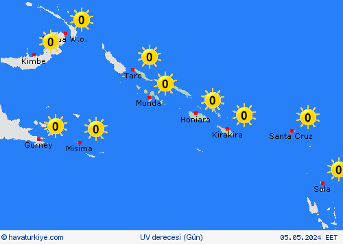 uv derecesi Solomon Adaları Okyanusya Tahmin Haritaları