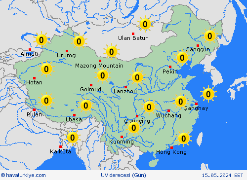 uv derecesi Çin Asya Tahmin Haritaları