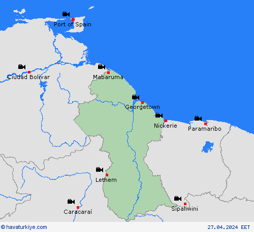 görüntü Guyana Güney Amerika Tahmin Haritaları