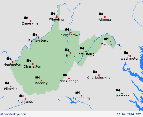 görüntü Batı Virginia Kuzey Amerika Tahmin Haritaları