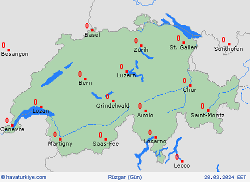 rüzgar İsviçre Avrupa Tahmin Haritaları