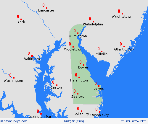 rüzgar Delaware Kuzey Amerika Tahmin Haritaları