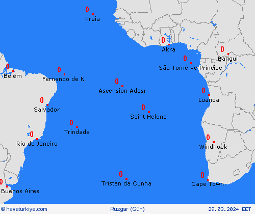 rüzgar Atlantik Adaları Afrika Tahmin Haritaları