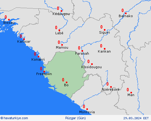 rüzgar Sierra Leone Afrika Tahmin Haritaları