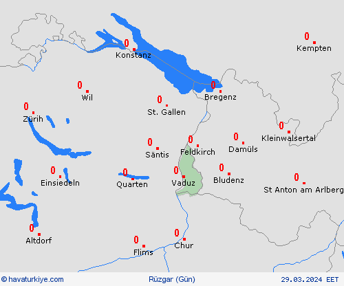 rüzgar Lihtenştayn Avrupa Tahmin Haritaları