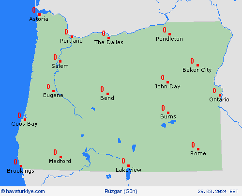 rüzgar Oregon Kuzey Amerika Tahmin Haritaları