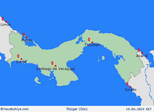 rüzgar Panama Orta Amerika Tahmin Haritaları