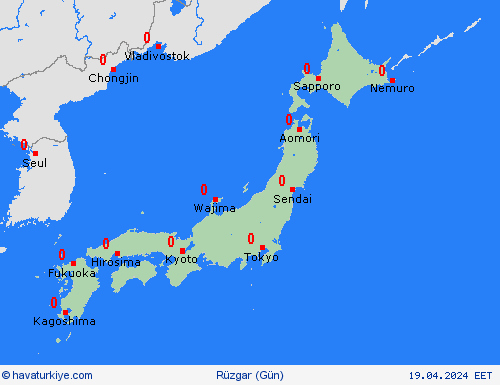 rüzgar Japonya Asya Tahmin Haritaları