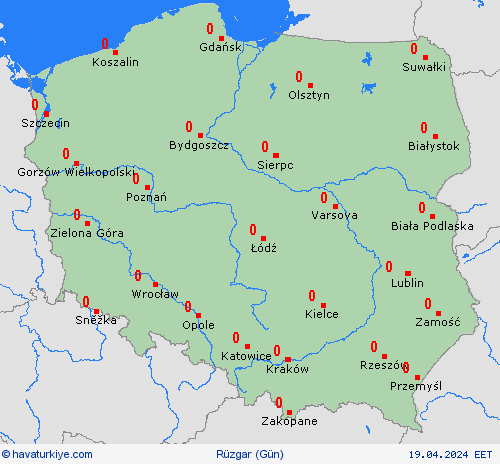 rüzgar Polonya Avrupa Tahmin Haritaları