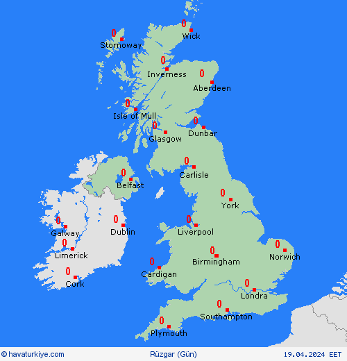rüzgar Birleşik Krallık Avrupa Tahmin Haritaları