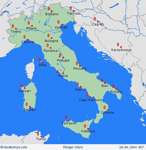 rüzgar İtalya Avrupa Tahmin Haritaları