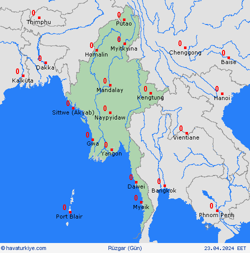 rüzgar Myanmar Asya Tahmin Haritaları