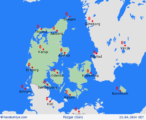 rüzgar Danimarka Avrupa Tahmin Haritaları